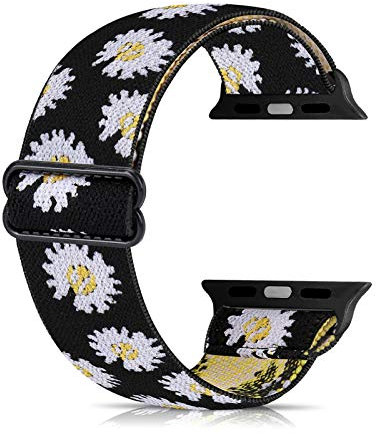 Ecogbd Correa de repuesto elástica compatible con Apple Watch de 38 mm, 40 mm, 42 mm, 44 mm, correa de nylon suave compatible con iWatch Series 6, 5, 4, 3, 2, 1, SE (flor, 42mm/44mm)