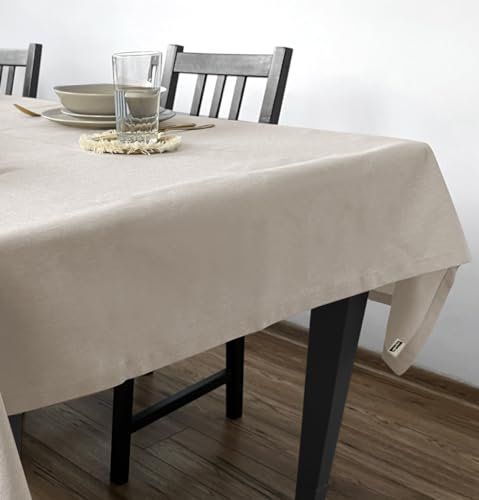 Rollmayer Hersteller Tischdecke Tischtuch Tischwäsche Gastronomie Kollektion Velvet Uni einfarbig pflegeleicht waschbar(Beige 104, 140x280cm) Größe & 5 Farben wählbar, für Wohnungen und Hotels