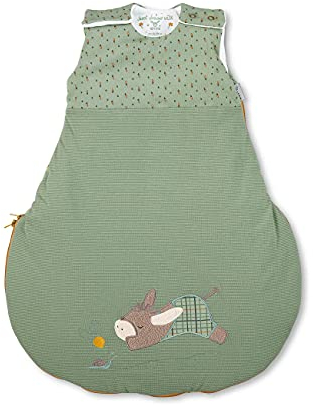 Sterntaler Baby Schlafsack Esel Emmilius, Jersey, Mittelgrün mit Applikation, Reißverschluss und Druckknöpfe, TOG 3,50, Größe 50/56