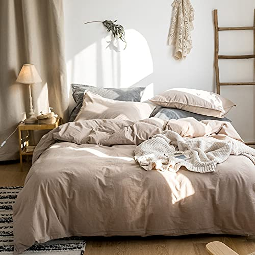 Sedefen Bettwäsche 135x200cm 4Teilig Baumwolle Renforce Khaki Taupe Uni Unifarben Baumwollbettwäsche Set,2 Bettbezug und 2 Kissenbezug 80x80cm,mit Reißverschluss