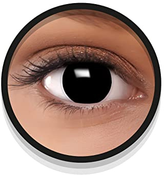 FXEYEZ Lentes de contacto NEGRO de Halloween de color, lentilla de motivo, 1 par, un solo uso sin receta