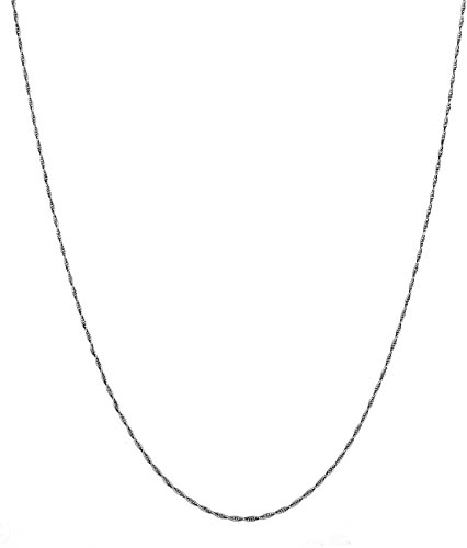 Kuzzoi 925 Silber Herren Halskette für Anhänger, Herren Silberkette (1 mm) oxidiert, Basic Kette ohne Anhänger für Mann und Frau, Gliederkette gedrehte Optik, Länge 55 + 5 cm