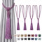 Pretty Jolly Langen Quasten Vorhang-Raffhalter Handmade geflochtene Seil Knoten drapierte Raffhalter Elegante dekorative Vorhanghalter für Zuhause und Büro, Lila, 4 Stück