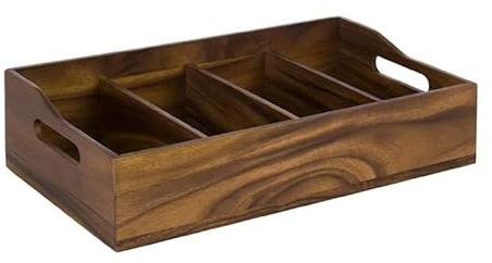 APS 11952 Range-couverts, 51 x 28 cm, hauteur 13 cm, bois d’acacia, 4 compartiments 26 x 11,5 cm chacun