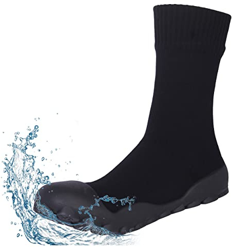 RANDY SUN Waterproof Barefoot Shoes Women Men, Lightweight No Slip Water Shoes with Zero Drop Sole for Garden, Pool and Beach, Black, Women Size 9.5, Men Size 8