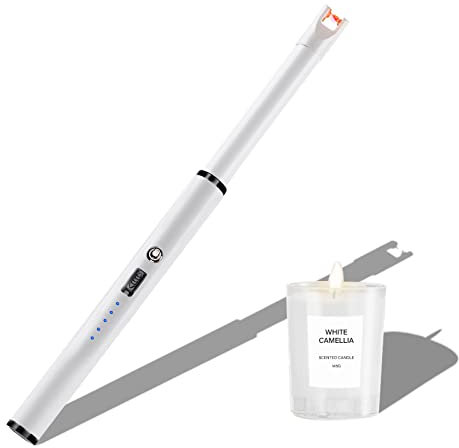 Navpeak Candle Lighter Long Neck Windproof Electric Arc Lighter for Gas Stove Fireplace BBQ Kitchen Grills (White)