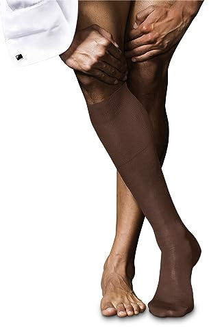 FALKE Herren Kniestrümpfe No. 9 Pure Fil d´Écosse Baumwolle lang einfarbig 1 Paar, Braun (Brandy 5167), 43-44