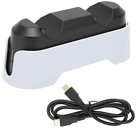 Ladestation für PS5 Controller mit LED Anzeige, Zwei Controller für gleichzeitiges Schnellladen, 3 Stunden Ladezeit, Intelligent und sicher mit Stromkreisschutz, PS5 Ladestation Controller(Weiß)