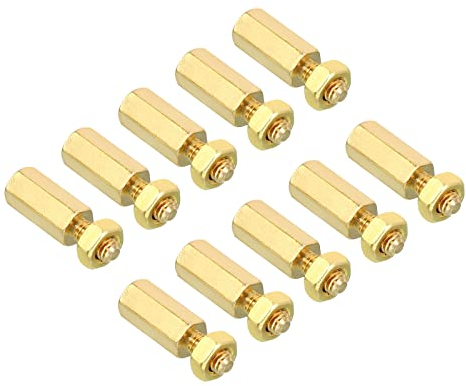 PATIKIL 10mm+6mm M3 Abstand schrauben, 40 Pack Messing Hex PCB Abstands muttern für Mutter bretter, Computer gehäuse, Leiterplatten, Elektronik, Goldton