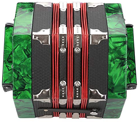 Professionelles 20-Knopf-Akkordeon-Instrument, Ziehharmonika mit Tasche für Einzel- und Ensembleaufführung, für, Anfänger, Erwachsene (Grün)
