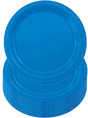 ATBEAMEN 16PCS Blue Paper Plates 23cm/9 Inch - Disposable Round Dinner Plates for Birthday, BBQs, Picnic, Kids Shower Party Supplies