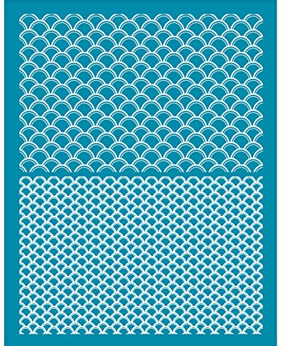 OLYCRAFT 10x12.7 cm Fischschuppen Tonschablonen Meerjungfrauenschuppen Siebdruck Für Polymer Ton Fischschuppen Siebdruckschablonen Mesh Transfer Schablonen Für Polymer Ton Schmuckherstellung