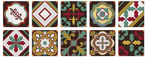Autocollants de Carreaux muraux Fleurs Ethniques Autocollant Carreau Ciment Mural Style Marocain Autocollants de Carreaux Étanche Sticker Carrelage pour Cuisine Salle de Bains Table Escalier