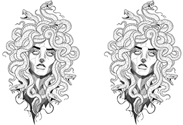 Medusa NAG021 Lot de 2 tatouages temporaires en forme de serpent