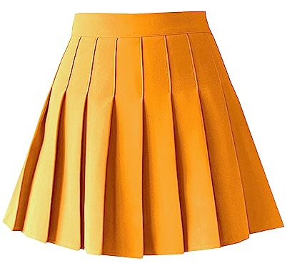 TONCHENGSD Damen High Waist Plissee Minirock Skater Tennis Rock, Gold, Klein