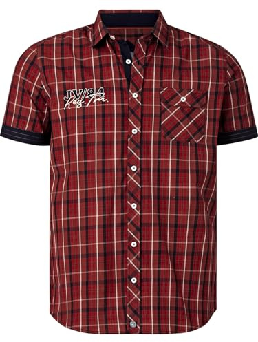 Jan Vanderstorm Herren Kurzarmhemd Emyls | Karohemd aus hochwertiger Baumwolle, große Größen L–7XL, bequemer Comfort-Fit für Männer, Bruststickerei, kariert und kurzarm