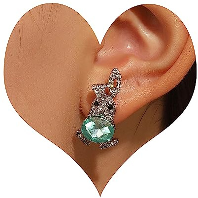 Wendalern Cubic Zirkonia Hase Ohrringe Funkelnde Cz Diamant Hase Tier Ohrringe Niedlich Grün Kristall Eier Hase Ostern Ohrstecker Schmuck Für Frauen Mädchen