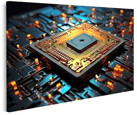 islandburner Prime Bild auf Leinwand Computer Prozessor viele Lichter um beleuchtet Kern hypnotisierend u Bilder Wandbilder Poster
