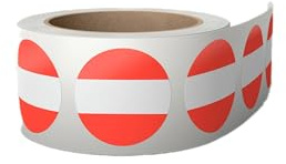 500x Österreich Flagge Aufkleber 38mm Austria Fahne auf Vinyl Sticker Rund | Vinyl-Etiketten für Herkunftskennzeichnung, Verpackungen und Events für Gastronomie, Handel undTourismus