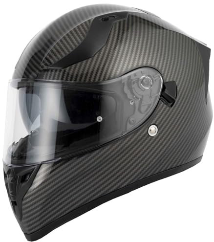 Vcan H128 Full Face Ece22.06 Rated Dual Visor Motorcycle Helmet Venom Carbon (S)