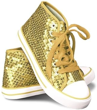 Think Jeck! Pailletten Schuhe Damen Glitzer Sneaker auch als Wendepailletten wählbar Halbhoch Damenschnürer Disco (Gold, 38)