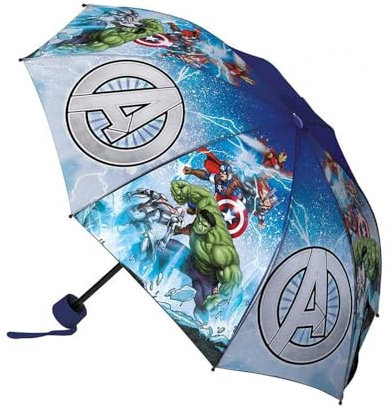 CARTOON Faltbarer Regenschirm für Kinder, winddichtes Gestell, 8 Fiberglas-Speichen, zusammenklappbar, Avengers
