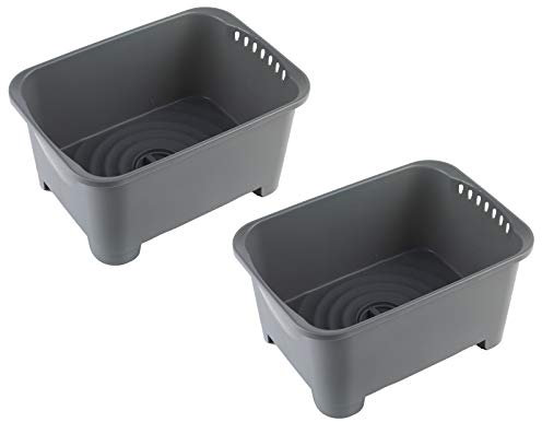 Home furniture Home Accessories Washing Up Grey Plastic Bowl with Plug Drainer (Set of 2)