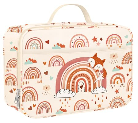 Clastyle Sac Lunch Box Enfant Arc-en-ciel Renard, Sac Dejeuner Rose Nuage étoile Portable