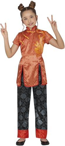 FIESTAS GUIRCA | Disfraz Chino Infantil (10-12/Años) - Casaca y Pantalón - Disfraces de Culturas del Mundo para Fiestas de Disfraces, Carnaval y Halloween - Ideal para Niñas - Rojo y Negro