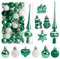 34 Stück SeeGrün Weihnachtskugeln mit Baumspitze Set,Ø3/4.5/5.5cm Kleine Christbaumkugeln Kunststoff Kugeln Mini Weihnachten Weihnachtsdeko Tischdeko Tannenbaum Weihnachtsbaum Deko Ornamente