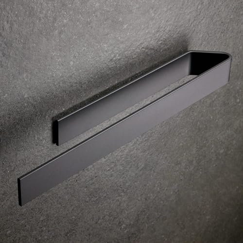 Porte-serviettes mural autocollant de 40 cm en acier inoxydable, sans perçage, pour cuisine ou toilettes (noir)