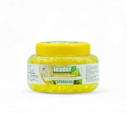 LEADER, Sferagel Citronella, Antizanzare, Insetto Repellente, Crea Barriera Olfattiva, Azione a Lunga Durata, Con Oli Essenziali in Gel, Profumo di Citronella, Per Uso Esterno, Formato da 360ml