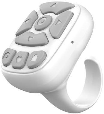 TikTok Scrolling Ring Microphone Remote Control, for iPhone, iPad, iPod, MP3 Player, PSP, Xbox 360 (White)