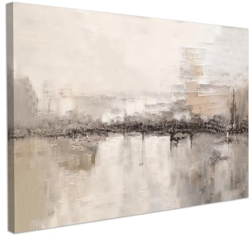 CHDITB Gemälde Abstrakte Wandkunst Drucke,Abstrakte Leinwand Bilder,Beige Schwarz Leinwand Wandbilder,Moderne Wohnzimmer Wanddekoration,Boho Rahmen Wanddeko Schlafzimmer Büro