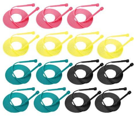 DEFIYEAR Lot de 15 cordes à sauter réglables pour adultes et enfants, corde à sauter parfaite pour le fitness, la perte de poids, les activités de plein air amusantes – Corde à sauter pour l'école, la