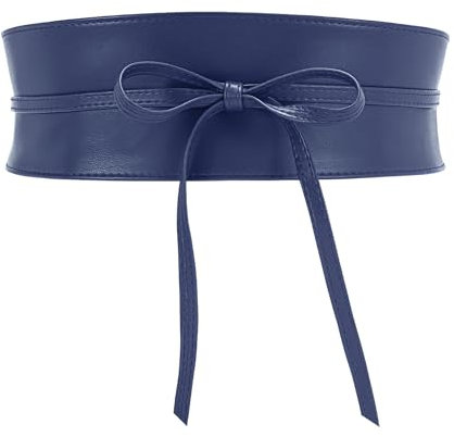 JasGood Damen Breiter Obi Gürtel Damen Taillengürtel Breiter Wickelgürtel Taille Band zum Schnüren Hüftgürtel Bindegürtel für Kleid,Navy blau,72cm