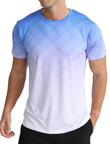APTRO Men’s T-Shirts Gym T Shirts for Men Moisture Wicking Athletic Breathable Running Tops Quick Dry Short Sleeve T-Shirt Gradient Blue M