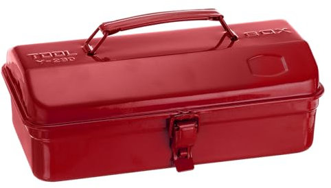sourcing map Tool Box 11.4 Portable Steel Tool Box Hip Roof Style with Metal Latch Closure Tool Chest for Household Workshop Car, Red