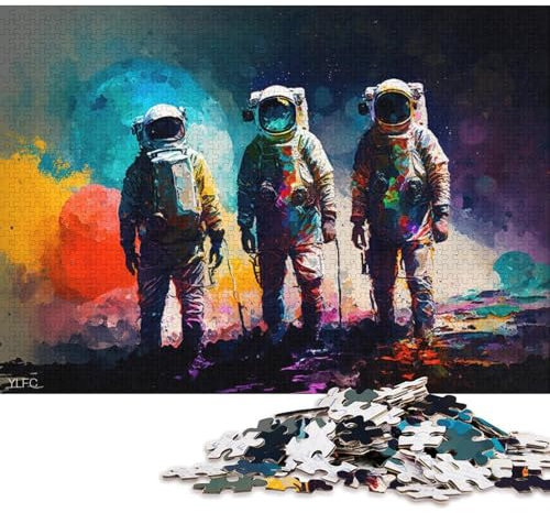 for Adults 1000 Pieces Puzzle Gifts Astronauts Standing Planet Jigsaw Puzzles For Kids Wooden Jigsaw Great Gift for Adults (Size 75 * 50cm)
