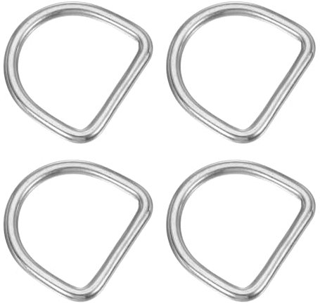 PATIKIL 1.8 Metall D-Ringe, 4 Stück 304 Edelstahl D-Ring Geschweißte Solide Dee Ringe DIY Zubehör für Gürtel Nähen Hundehalsbänder Gurtbänder, 5x35mm