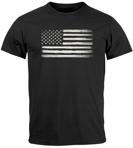 Neverless® Herren T-Shirt USA Flagge Print Retro Style Männer Fashion Streetstyle schwarz XXL