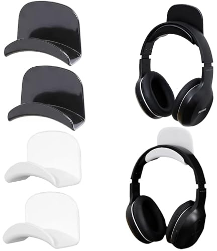 YCHYAN 4 Stück Kopfhörerhalter, Wandmontiert Game Headset Halterung, Geschwungenes Design, Eingedicktes Vielseitig Headset Halterung Wand, Platzsparend, Geeignet für Alle Arten von Kopfhörern