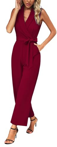 Jumpsuit Elegant Damen Trägerlos Tiefer V-Ausschnitt Unifarben Kurzarm Romper Latzhosen mit Taschen Locker Casual Playsuit Leichte Freizeit Einteiler Jumpsuit Overall Arbeitsoverall Damen