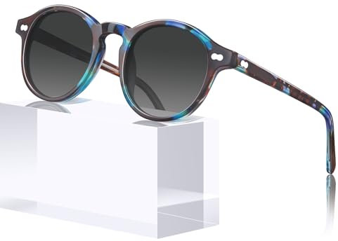 CARFIA Polarisierte Damen Sonnenbrille 100% UV400 Schutz Runde Rahmen Retro Schildpatt Anti Blendung Brille CA5266