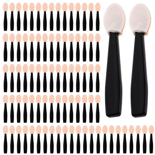 Lot de 100 applicateurs de fard à paupières jetables double face en éponge douce pour fard à paupières professionnel court et rond en mousse