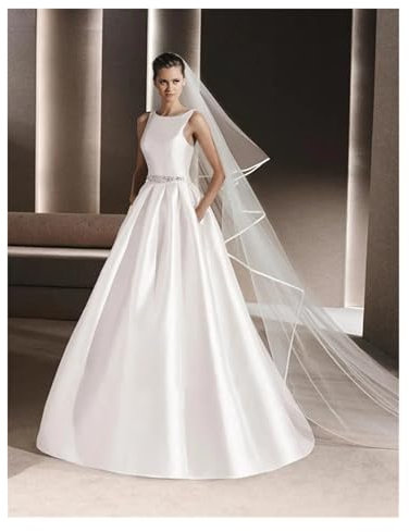 GIJMZY Schleier Braut 2 Schichten 3 * 1,5 Meter Breite Länge Frauen Brautschleier Lange Satinkante Weiß Elfenbein Tüll Hochzeitszubehör(Ivory)