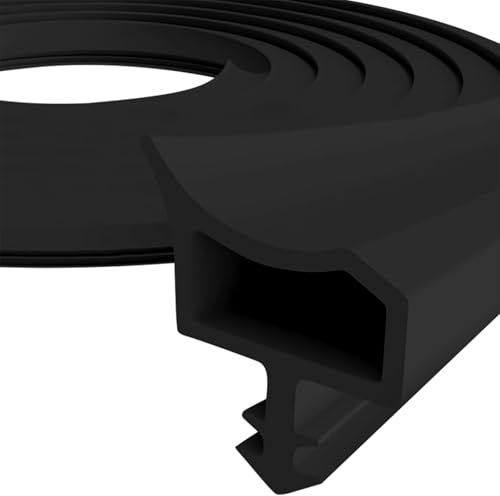Dichtung Zimmertür Türdichtung 10M Schwarz, Gummi-Dichtprofil mit 4mm Nutbreite, 7mm Nuttiefe und 12mm Falz | Winddicht, Schalldämmend & Energiesparend für Türzarge und Innentüren