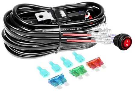 SKYWORLD LED-Lichtleisten-Kabelbaum-Kit, 12 V 16 AWG DC 40 A Ein-/Aus-Kippschalter für Auto, Geländewagen, LKW, ATV, UTV, SUV, 4x4, LED-Arbeitsscheinwerferleiste, Nebelscheinwerfer-Kit (2 Kabel)