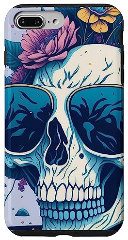 Wunderschönes Arrangement mit Blumen und Totenkopf Hülle für iPhone 7 Plus/8 Plus