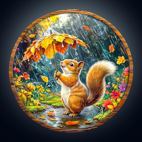 Wooden Puzzles for Adults, 270pcs Squirrel Dreams Wood Puzzle, Unique Animal Shape Puzzles with Wood Box, 34 * 33.9cm Wooden Puzzle for Family Game and Birthday Gifts for Friend